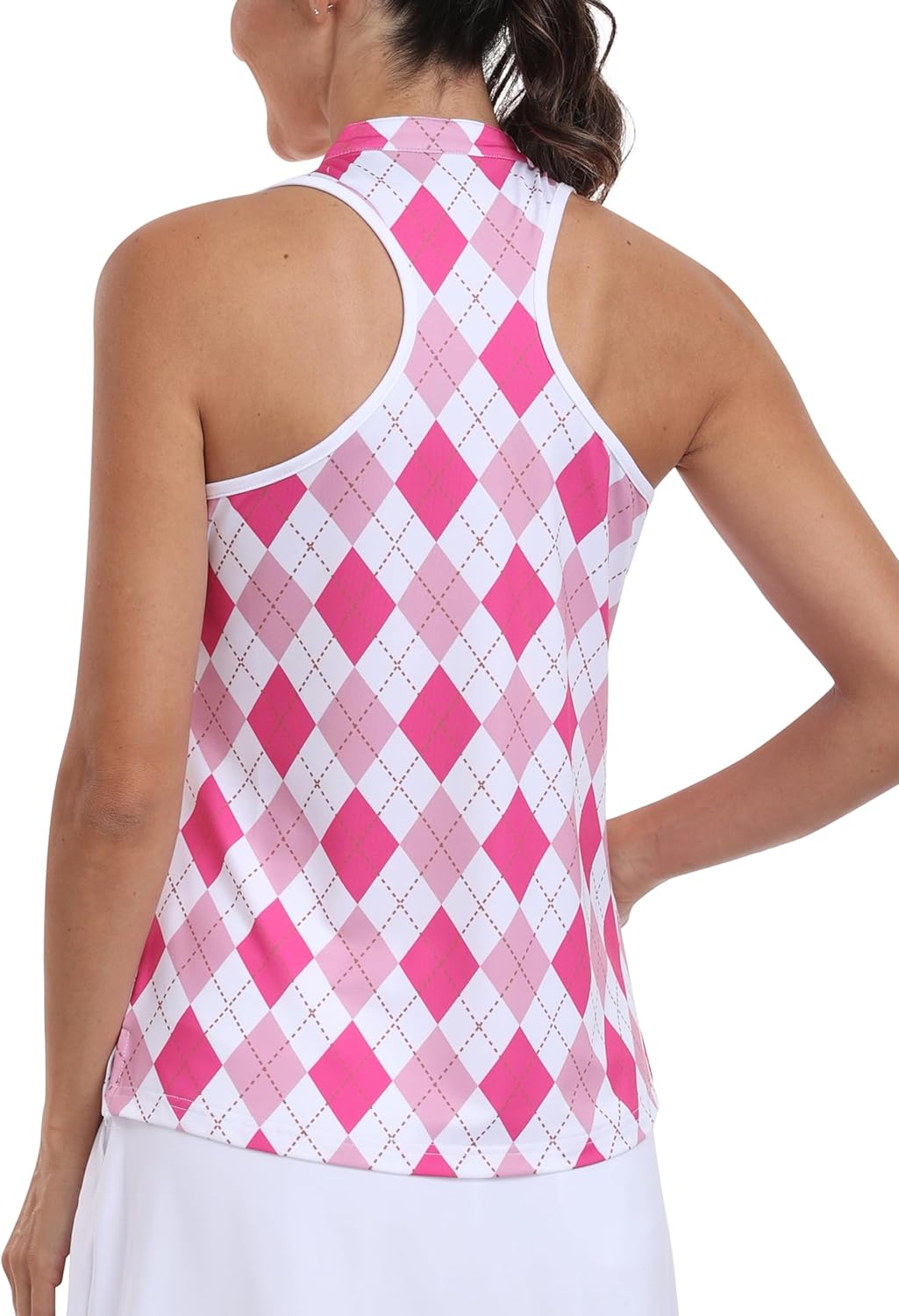 MoFiz Women Racerback Sleeveless Golf Polo Shirt V-Neck Collarless Tennis Running Tank Tops Quick Dry Athletic Casual - Image 2