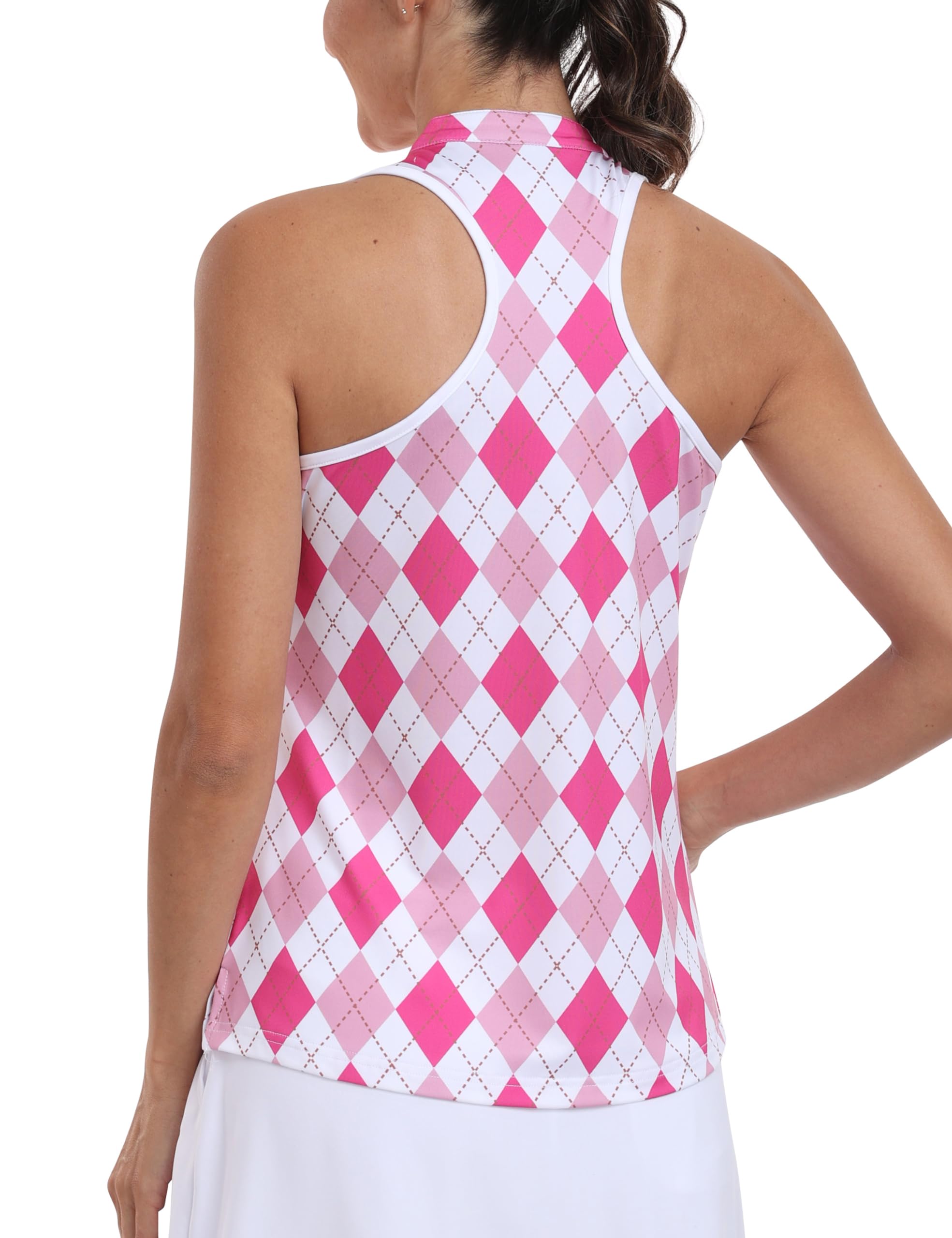 MoFiz Camiseta polo de golf sin mangas con espalda cruzada para mujer, cuello en V, sin cuello, para tenis, correr, secado rápido, atlético, casual
