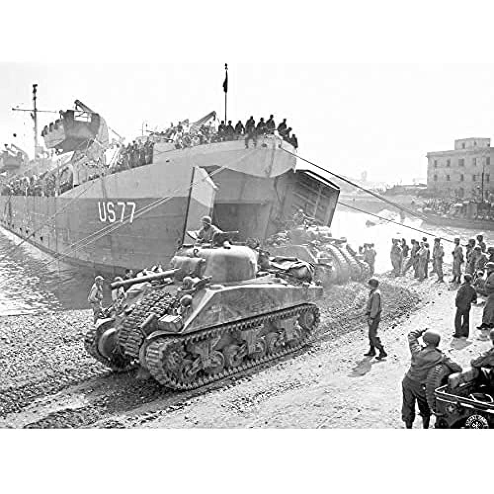War WWII USA Armoured Tank Regiment Anzio 1944 Photo Art Print Canvas Premium Wall Decor Poster Mural