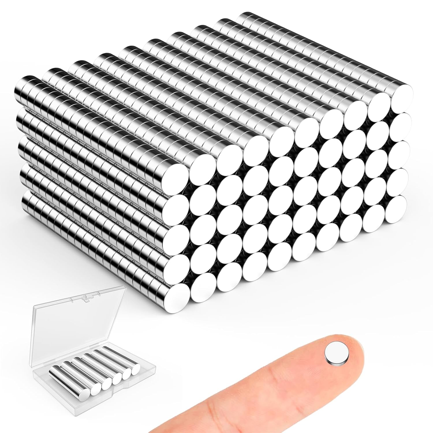 5mm Magnets, Caturledas 1000 Pack 5x2mm Small Round Magnetic Rare Earth Neodymium Magnet, Silver