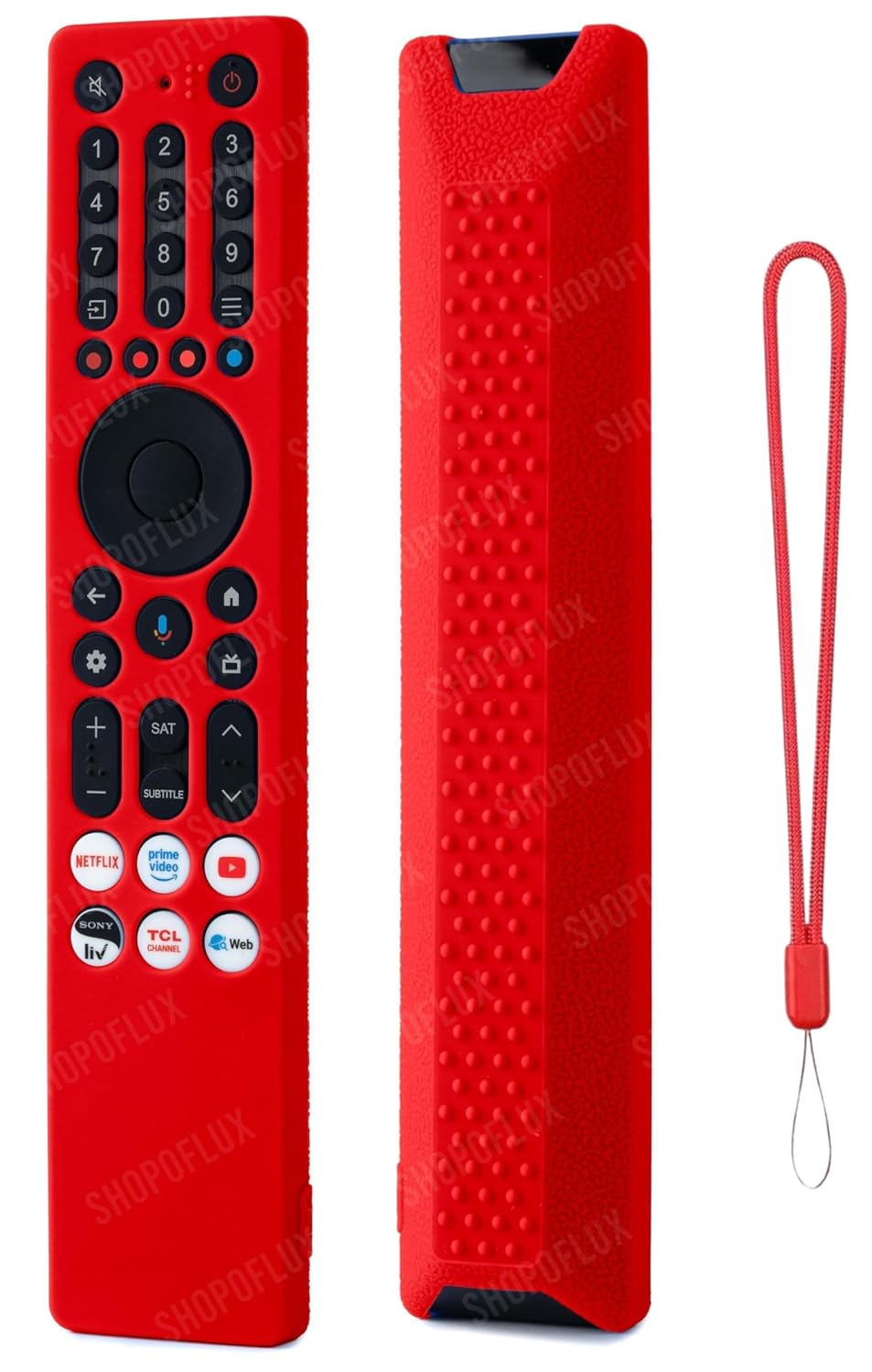 SHOPOFLUX Silicone TV Remote Cover Compatible with TCL Tv Remote Protective Case with Lanyard (Red) SHOPOFLUX Silicone TV Remote Cover Compatible with TCL Tv Remote Protective Case with Lanyard (Red)