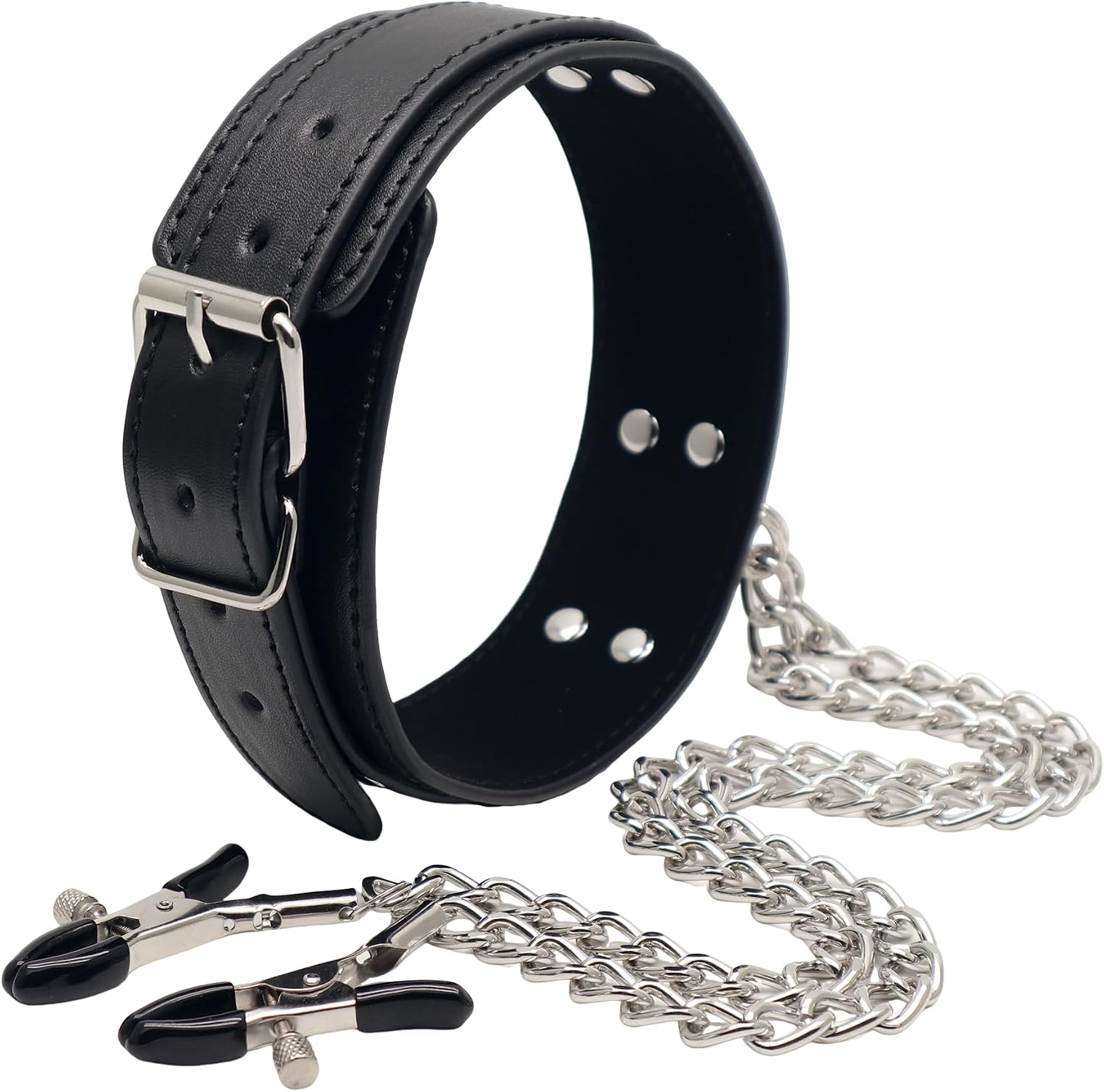 Nipple Clamps with Chain necklace Body Ring Non-Piercing Adjustable Body Chain Choker Faux Body Jewelry for Men Women