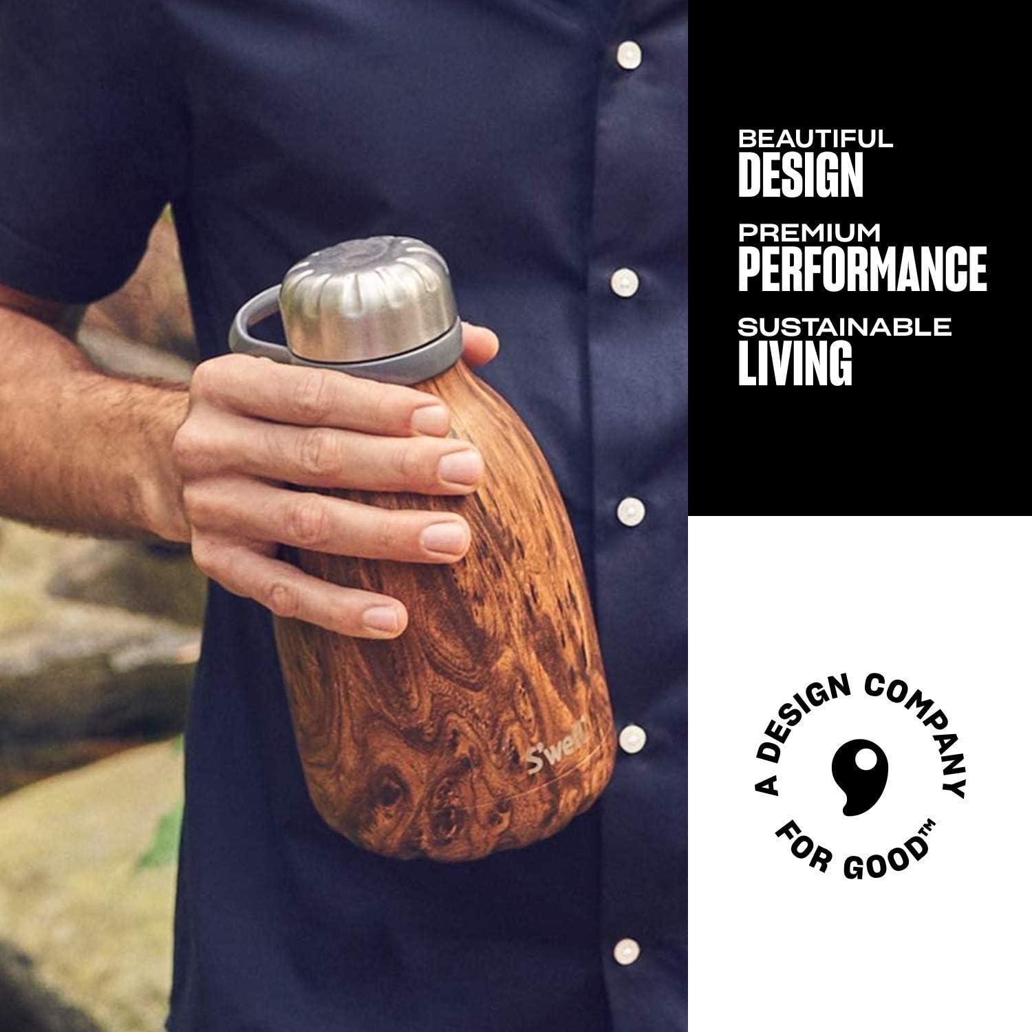 S'well Stainless Steel Roamer Bottle-40 Fl Oz-Teakwood Triple-Layered Vacuum-Insulated Containers Keeps Drinks Cold for 48 Hours and Hot for 16-BPA-Free Travel Water Bottle, 40oz: Home & Kitchen