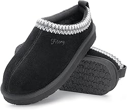 FITORY Women's Suede Slipper | Flat Short Mini Boots with Fur Fleece | Winter Casual Comfort Shoes