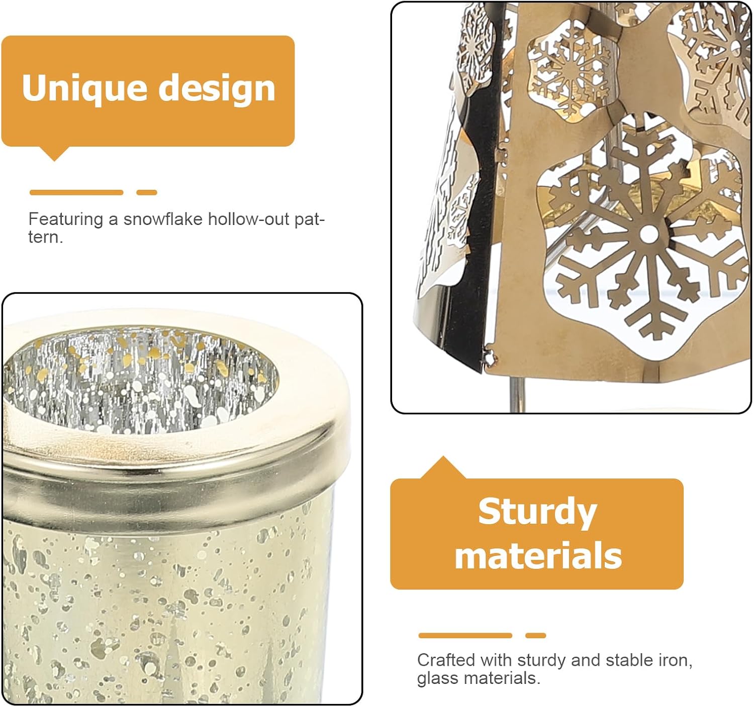 LOGOFUN Rotating Christmas Candle Holder with Snowflake Design for Home Restaurant and Hotel Table Centerpiece Holiday Xmas Party Decor