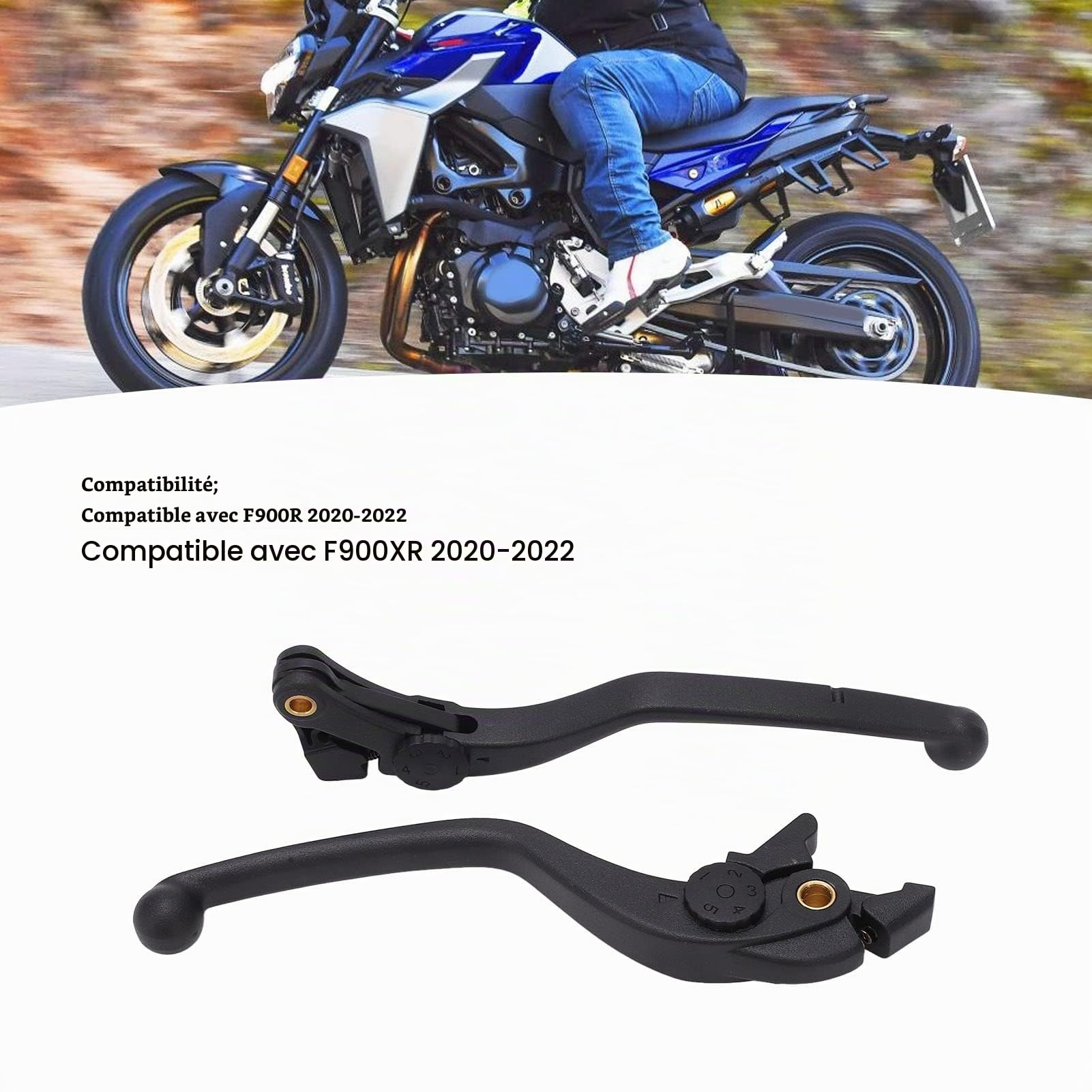 1 Paire de Leviers D'embrayage de Frein de Moto, KIMISS Levier de Frein à Poignée Gauche Droite CNC en Aluminium Levier de Frein D'embrayage Perchoir pour F900XR 2020‑2022