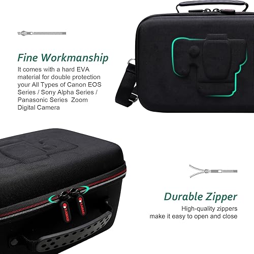 Vista 15 de XANAD Funda rígida para Canon EOS R8 / R6 Full/EOS R6 Mark II/EOS M6 / M50 y Panasonic LUMIX FZ80 / DMC-G7 / DMC-G85 / LUMIX G7 compatible con Gris