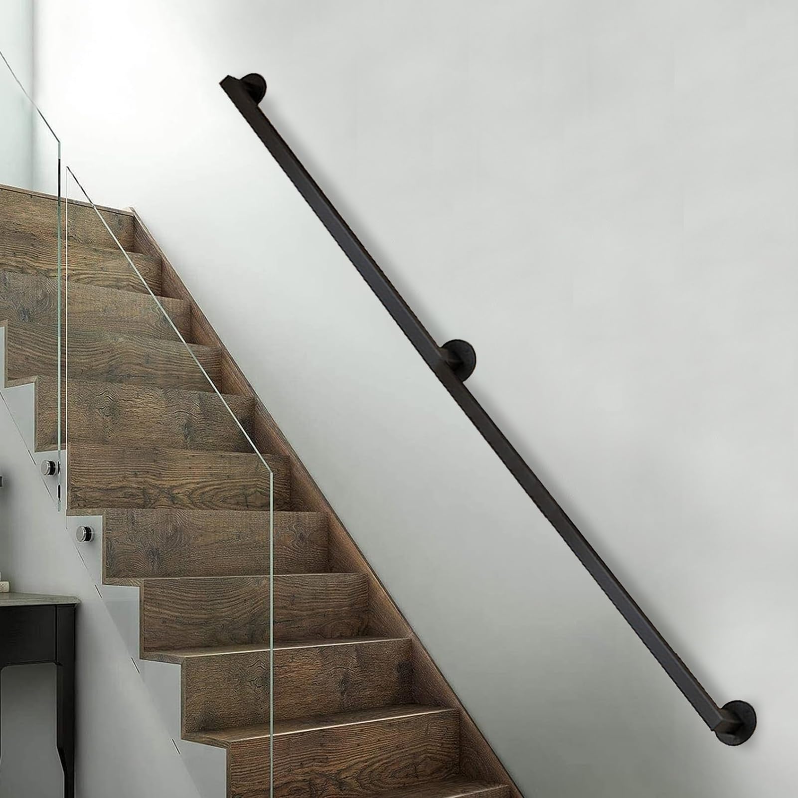 Rampe d'escalier en métal noir industriel pour mur intérieur et extérieur