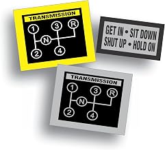 3X Transmission Shift Pattern Decal Sticker Fits 4 Speed Manual Transmission Reverse Up Right Vintage Muscle Race Classic Car Truck 2 x 2 1/2 Inch on bothe White & Silver 3M Vinyl