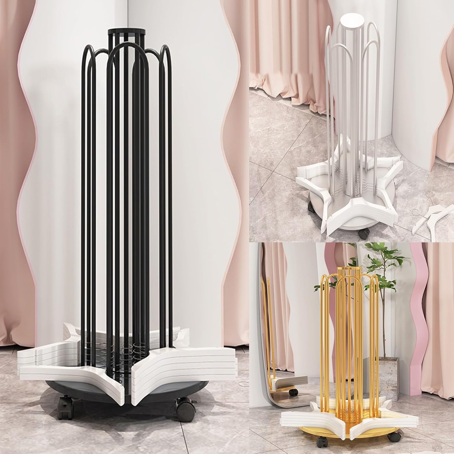 5 Side Storage Hanger Stacker Cart,Hanger Organizer Stacker with 4 Wheels,Save Space for Closet Laundry Room Clothes(Black)