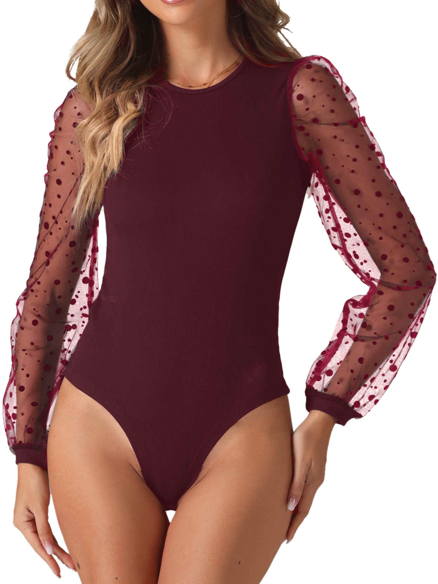Body de manga larga con diseño de overol ajustado y mangas de malla 6