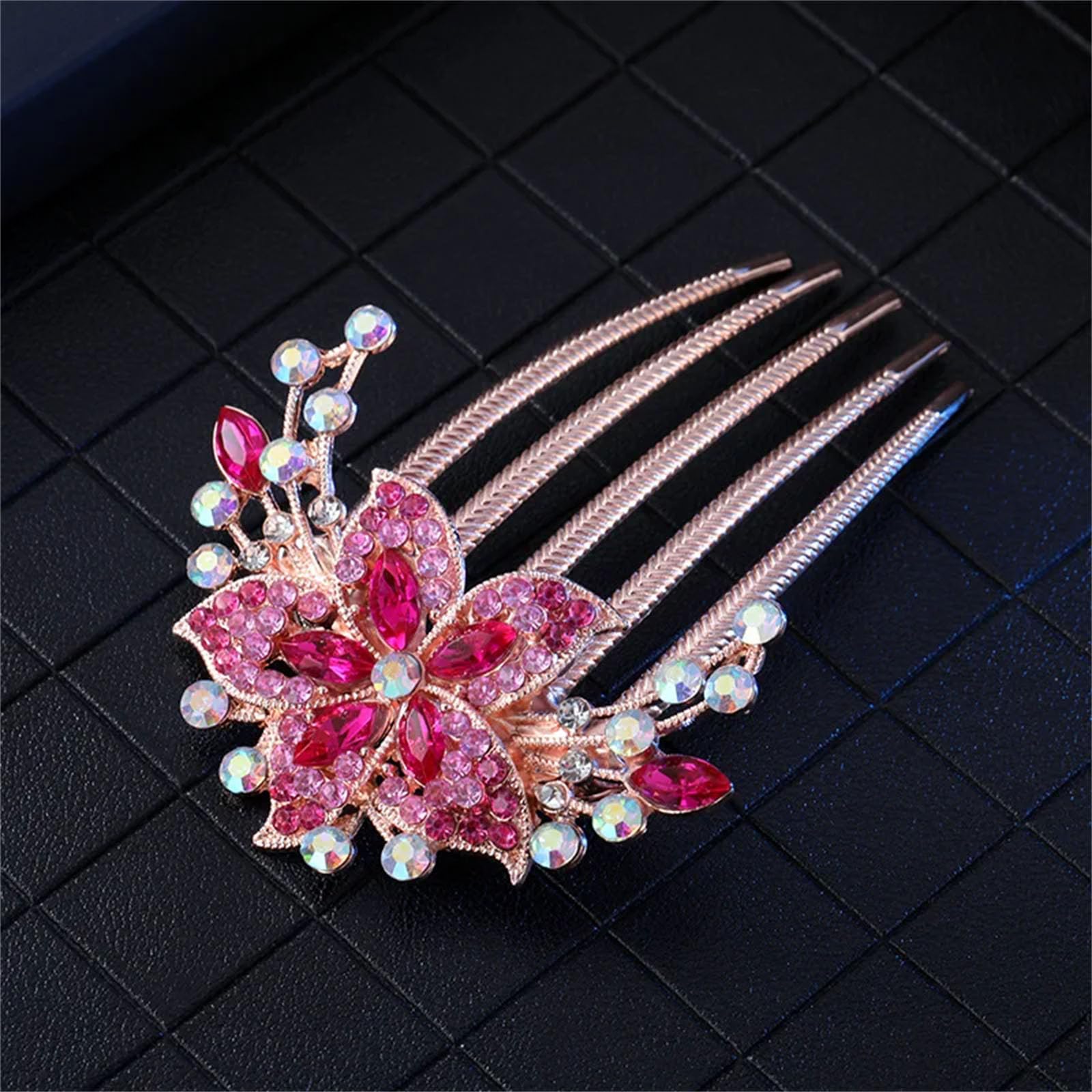 Haarspangen für Damen, Strasssteine, Kristalle, fünfzackige Kämme, Pferdeschwanz, Haarschmuck (A)