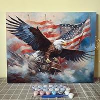 Vista 1 de Tucocoo Kits de pintura patriótica de estrellas por números para adultos, pintura de águila por números para adultos, kits de pintura al óleo
