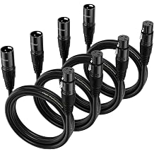XLR Cable 6 Ft 4 Packs,Microphone Cables,Premium Balanced Microphone Mic Speaker Cable with 3-Pin XLR Male to Female DMX Cable,Black