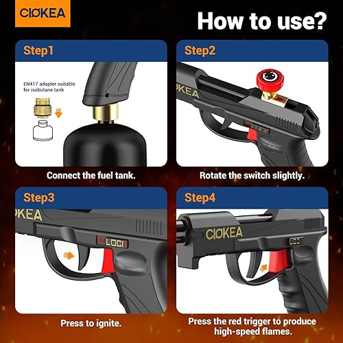 Miniatura 7 de Pistola de propano, 4500, lanzallamas ajustable con bloqueo de seguridad, soplete culinario para hornear, filetes, al vacío y barbacoa, 700,000 BTU