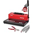 46-Hole Binding Machine Spiral Coil Binder,DIY Book Binder Kits with Electric Coil Inserter,4:1 Pitch 500 Sheets,100pcs Comb Binding Spines&1 Crimper Plier,School Office Home,Classic Red