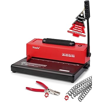 46-Hole Binding Machine Spiral Coil Binder,DIY Book Binder Kits with Electric Coil Inserter,4:1 Pitch 500 Sheets,100pcs Comb Binding Spines&1 Crimper Plier,School Office Home,Classic Red