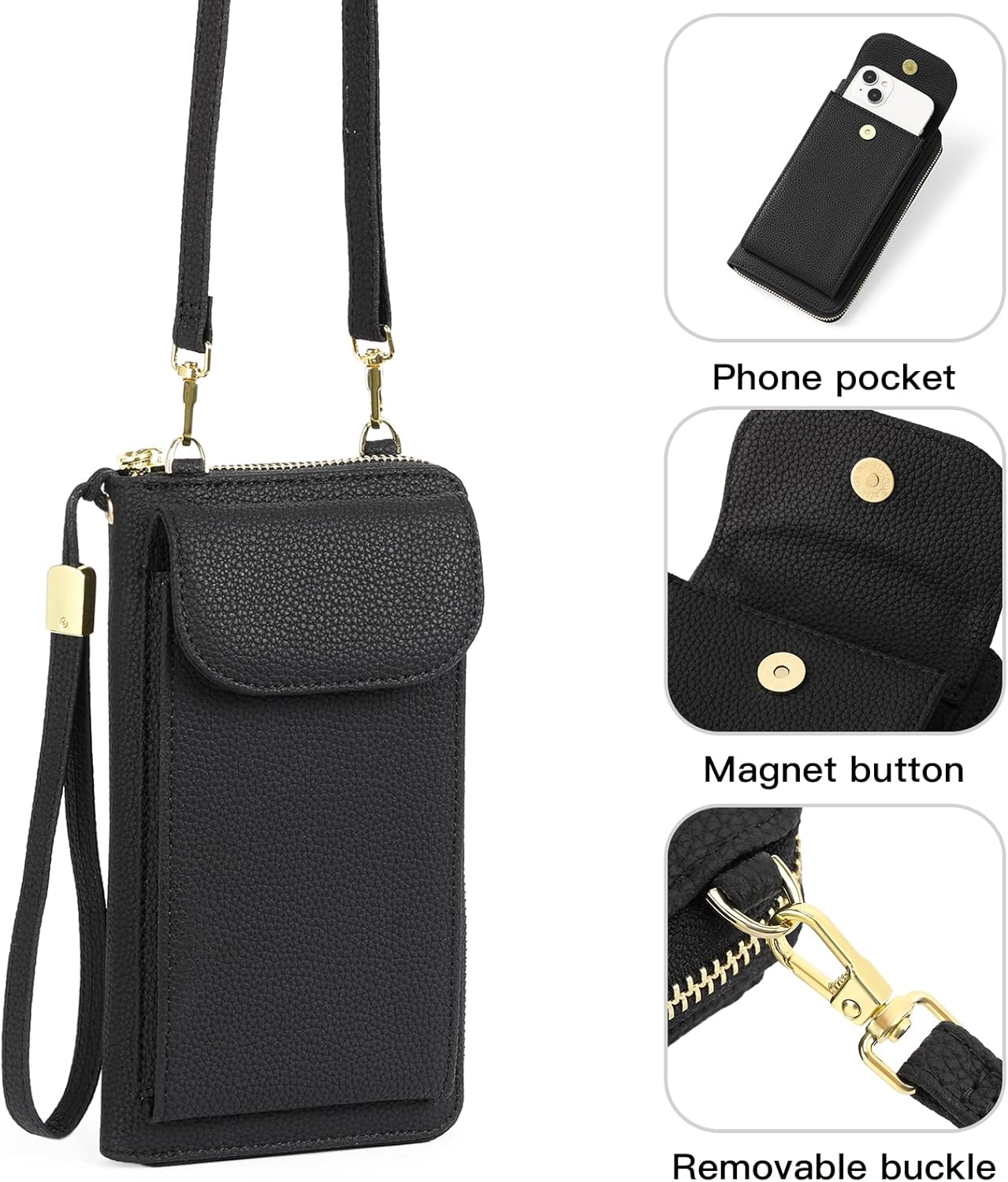 FALAN MULE Small Cell Phone Crossbody Bag Purse for Women, PU Leather Wallet Purse… - Image 4