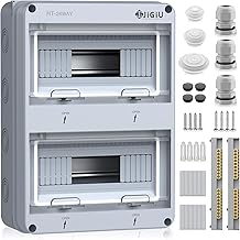 JiGiU Distribution Box of 24 Modules, IP65 Electric View Distribution Box, Installed in the Garden or Other Outdoor Areas, Watertight View Fuse Box