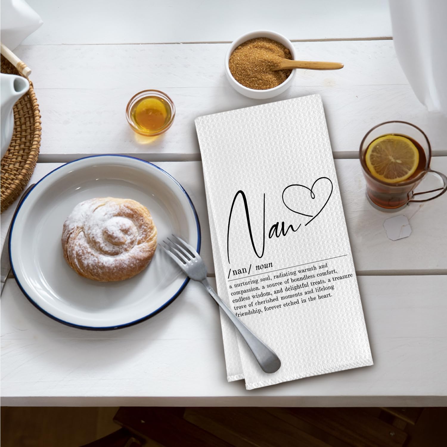 Nan Grandma Kitchen Towels,Nan Grandmother Gifts for Birthday Christmas Dish Tea Towels,Grandma Gifts from Grandkids Decorative Hand Towel for Kitchen Bathroom,16x24 Inch - Image 2