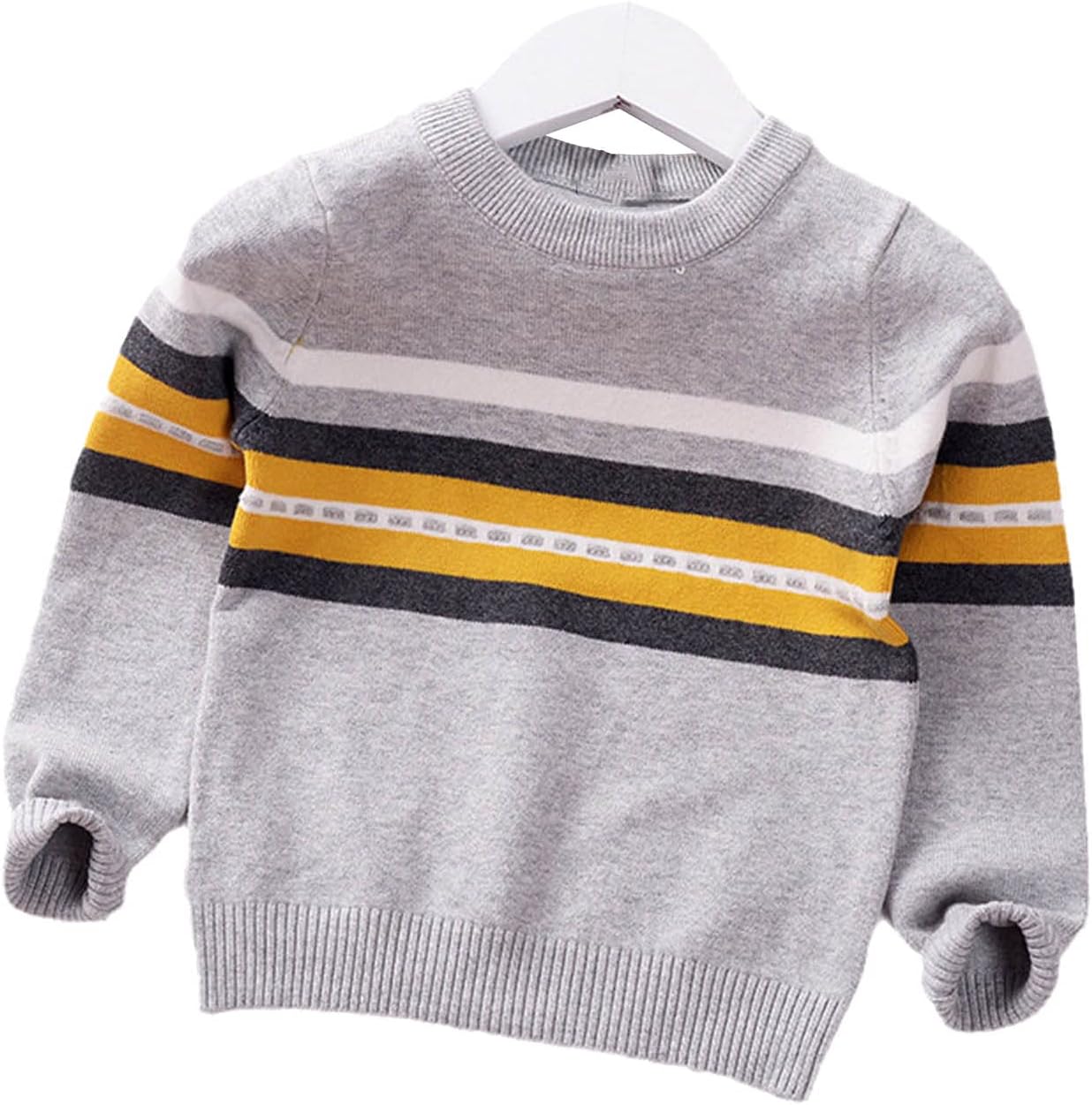 Yiqinyuan Boys Sweater Pullover Autumn Winter Kids Striped Children Baby O-Neck Sweater Fashion Clothes Toddler Jumper