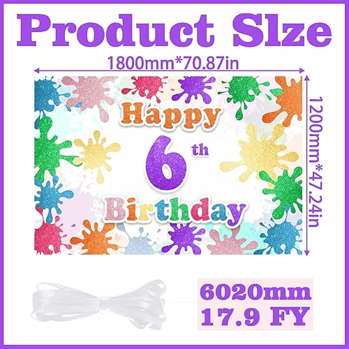 Miniatura 4 de Cartel de fondo de feliz cumpleaños 6 con diseño de grafiti colorido, decoración de fondo para artistas, niños y niñas, fiesta de cumpleaños,