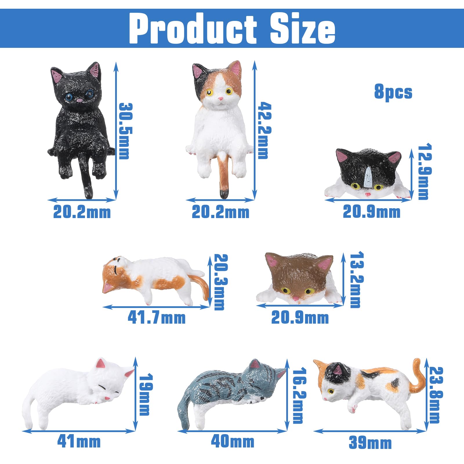 Nogeqi 8 sztuk figurek kota z żywicy, mini zwierzęta, ornamenty na biurko, śliczny kształt, do wnętrza samochodu, na święta, przeprowadzkę, zakup nowego samochodu