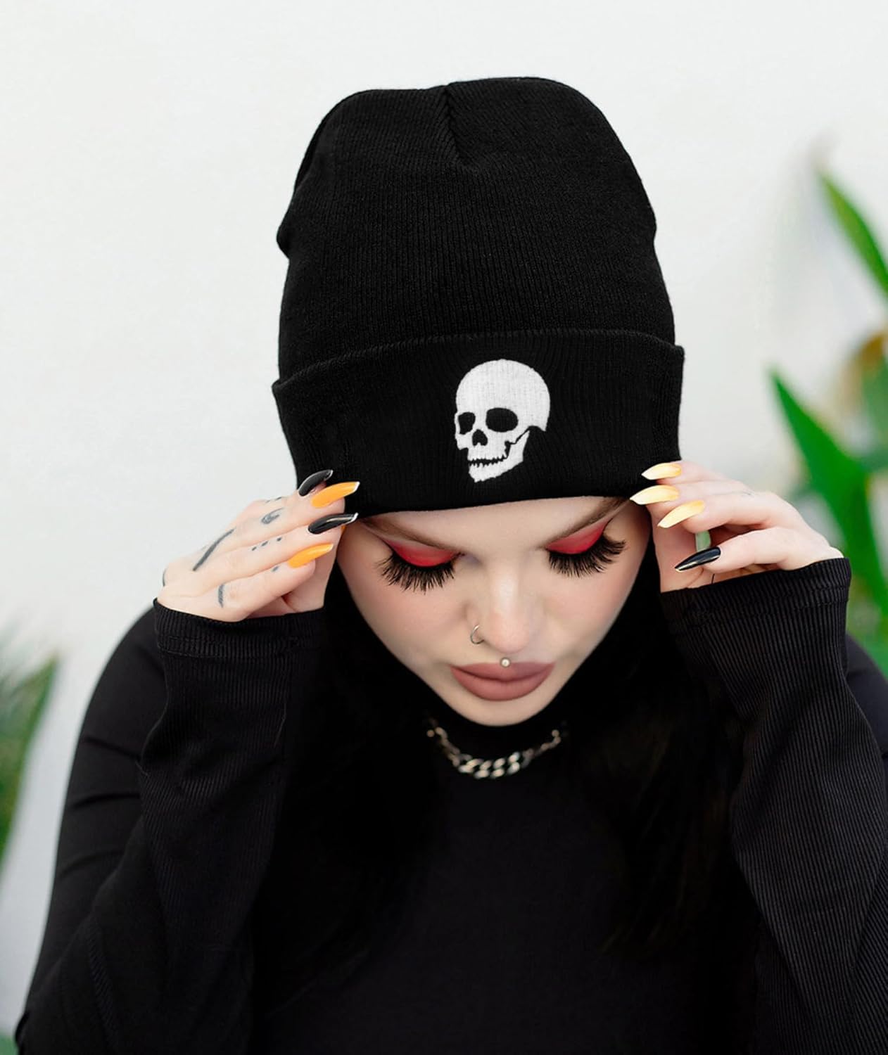 Gothic Skull Beanie Hats for Men Women, Skeleton Cuffed Winter Hat for Goth Gifts, Indoor and Outdoor Outfit Matching - Image 3