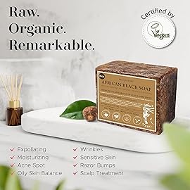 era of nature Best Raw ORGANIC AFRICAN BLACK SOAP, for Dry Skin and Skin Conditions. Pure & Natural Ingredients, Imported From Ghana - 1lb (16oz)