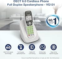 Vista 2 de VTech Teléfono inalámbrico con DECT 6.0, altavoz dúplex completo, pantalla iluminada, teclado retroiluminado, identificador de llamadas/llamada