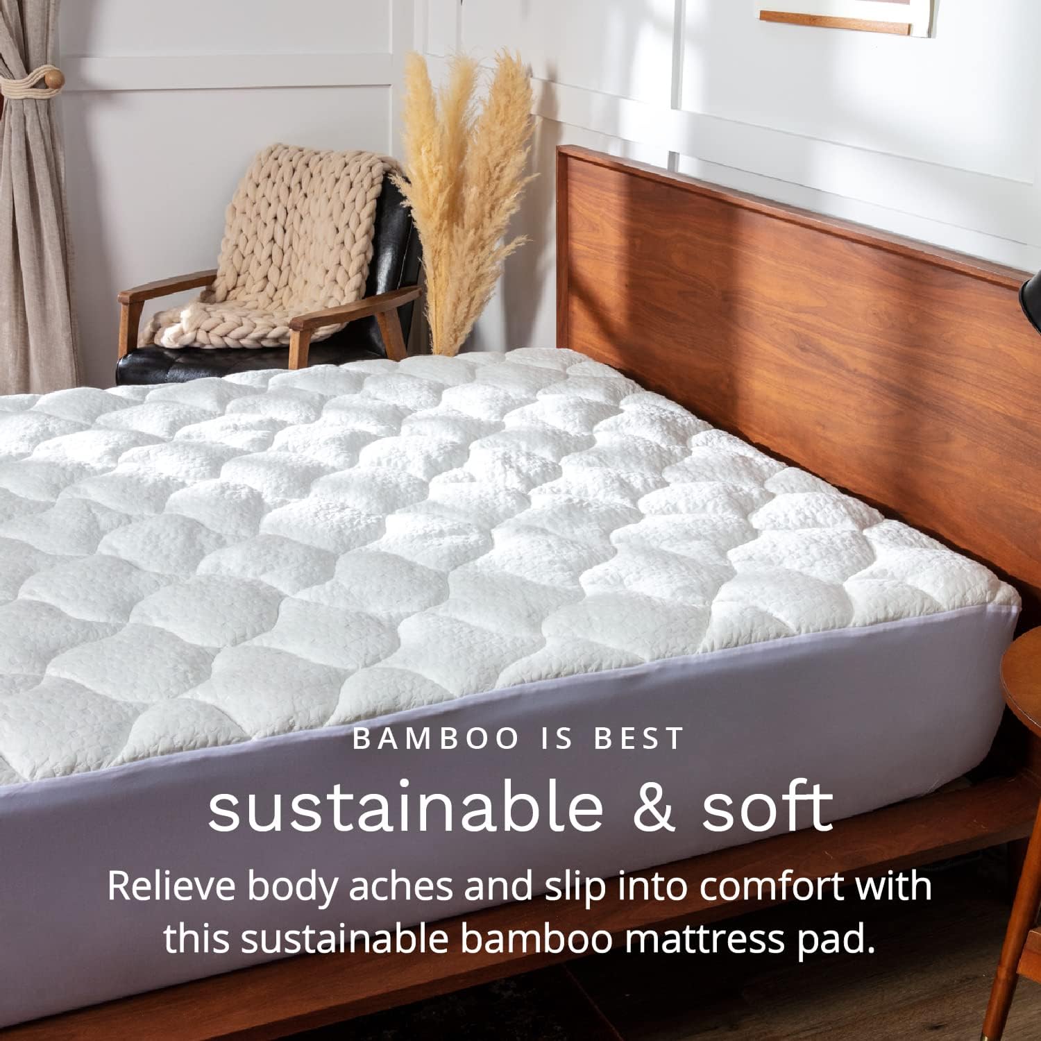 🔥 Crаzу Dеаlѕ ViscoSoft Bamboo Mattress Pad Cal King with Fitted Skirt - Extra Plush Pillowtop Mattress Topper - 18” Deep Pockets