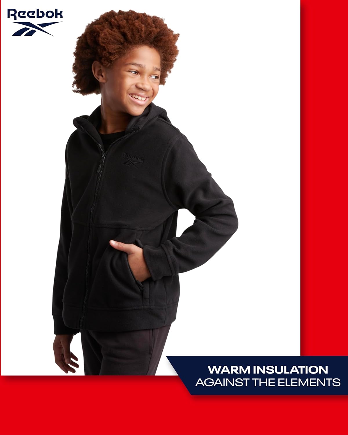 Reebok Boys' Jacket - Warm Polar Fleece Insulated Jacket - Weather Resistant Zip Up Hooded Jackets for Boys (Sizes: 4-20) - Image 6