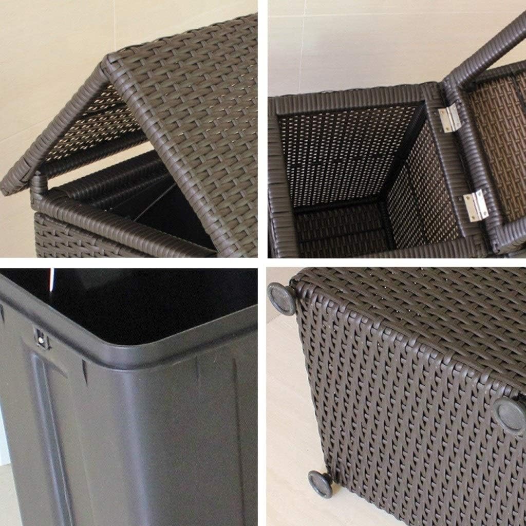Waste Bins,Rrubbish Bin Outdoor Trash Can Household Outdoor Garden Resin Wicker Trash Can, Large, Inner Barrel Separation, Suitable for Park Hotel School Heavy Trash Can