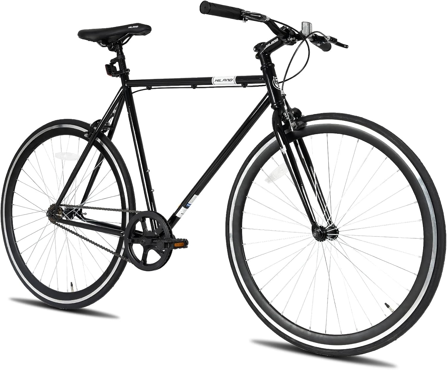 Hiland Commuter Single Speed Fixed Gear Bike, Black Hiland Commuter Single Speed Fixed Gear Bike, Black