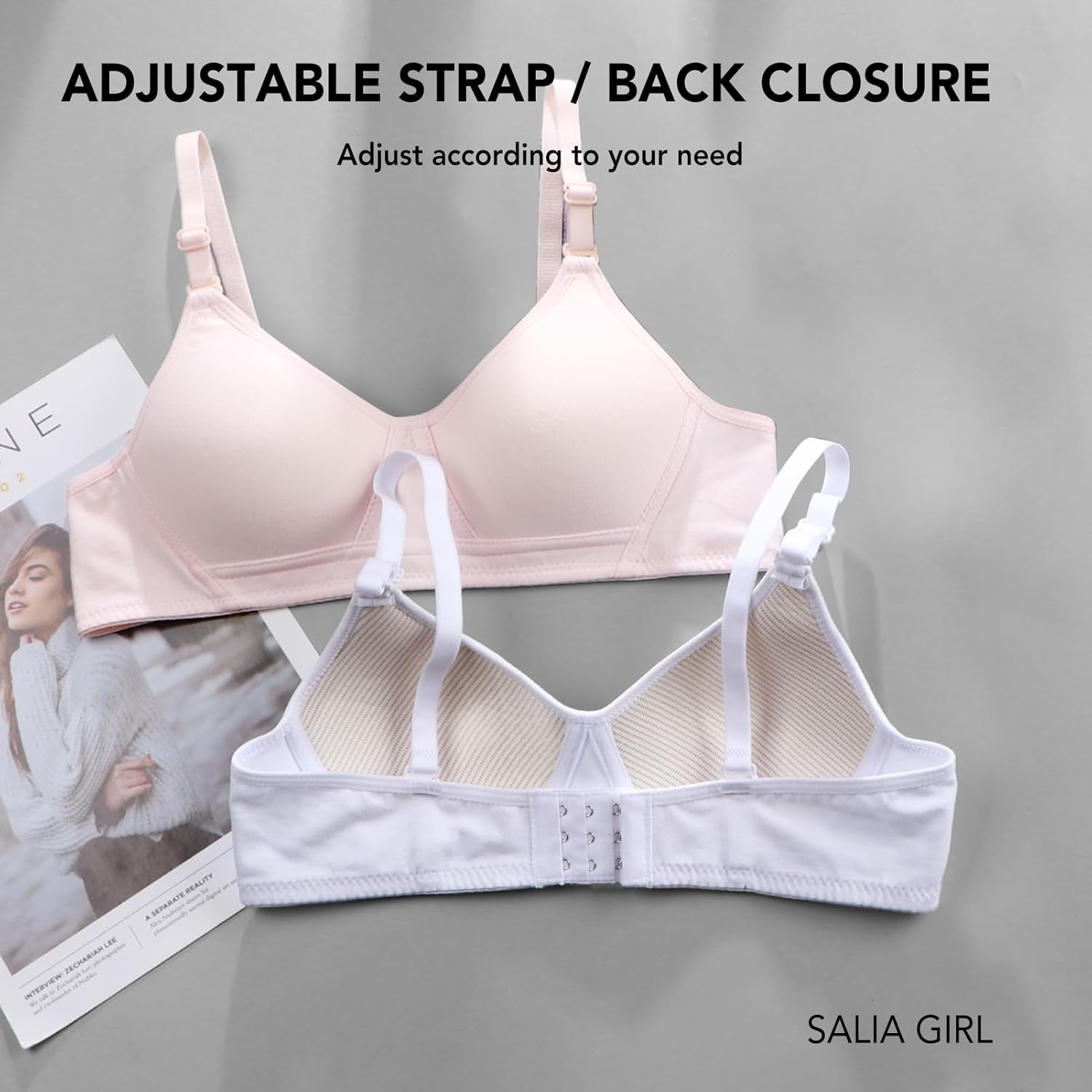 SALIA GIRL Soft Padded Bras for Girls & Teens 12-14, No Wires Cotton Developed Training Bras - Image 4