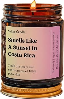 Smells Like A Sunset Soy Wax Candle, Costa Rica Gift, Eco Friendly 4Oz & 9Oz Amber Candle - 9 Scent Options