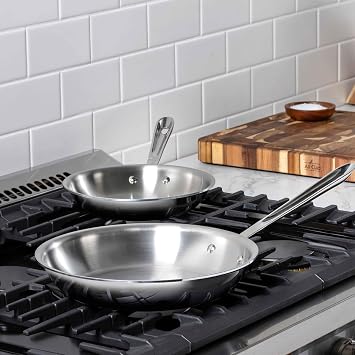 All-Clad D3 Stainless Steel 8 and 10 inch Frying Pans Set - Made in the USA- The Original Bonded Professional Cookware- Oven Safe & Induction Compatible