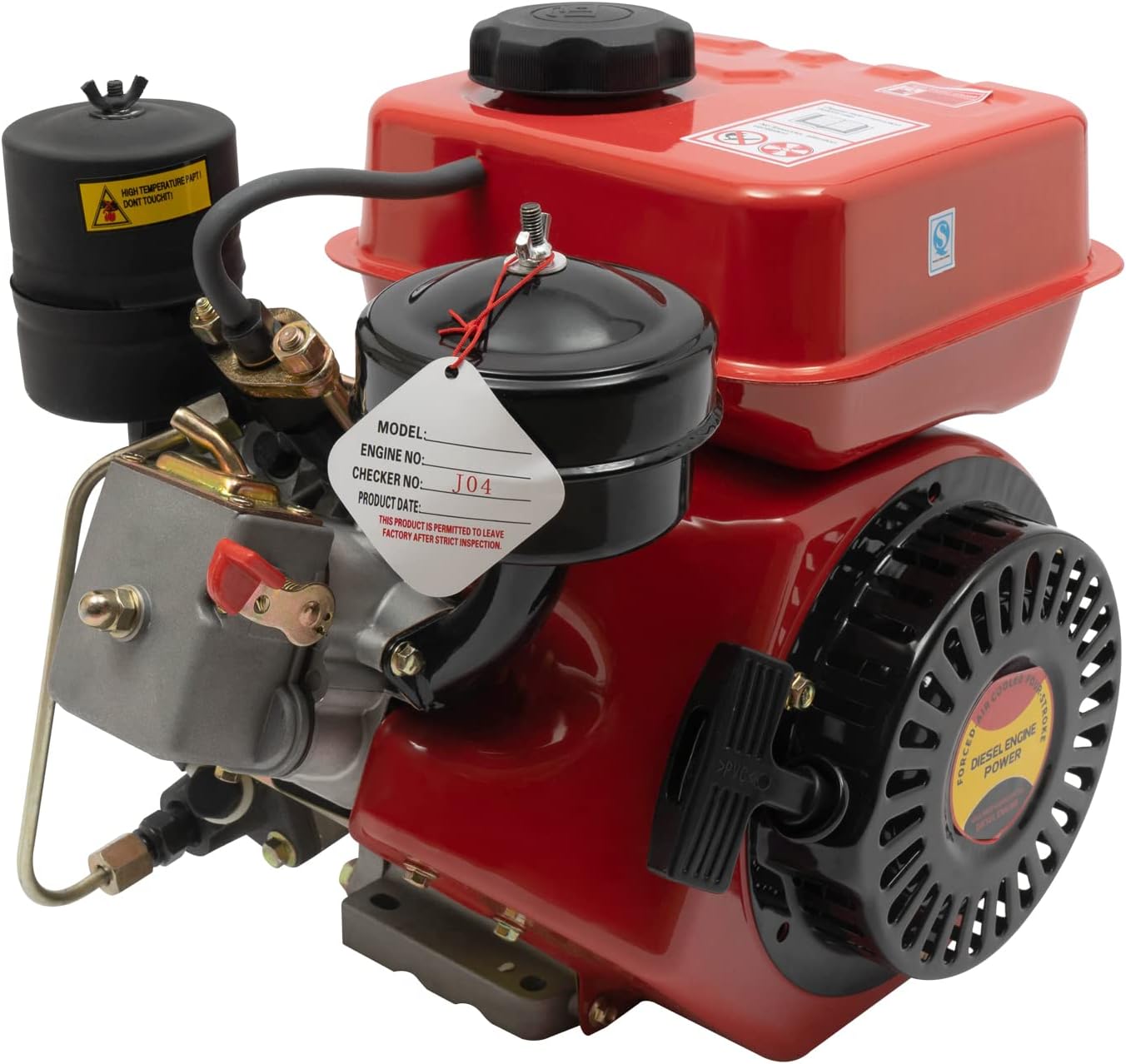 4-Stroke 3HP Diesel Engine, 2.2KW Single-Cylinder Diesel Engine, Recoil Start System Diesel Motor with Air-Cooling, Portable Diesel Engine for Gardening Agriculture Tractor Bulldozer Harvester