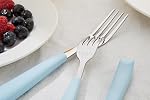 ANNOVA 20PCS Stainless Steel Silverware Set with Colored Handles Comfortable to Hold - 4 x Dinner Forks, 4 x Salad Forks, 4 x Table Knives, 4 x Tablespoons, 4 x Teaspoons (Light Blue, 20 Pieces)