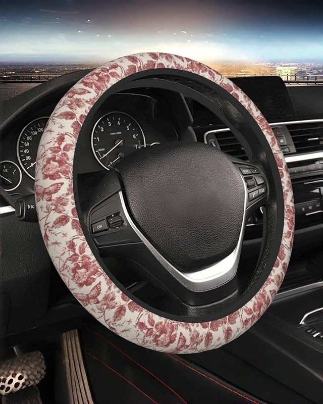 Capa para volante em neoprene KWSAAHU Rose para volantes de 36,8 a 39,4 cm (14,5 a 15,5 pol.)