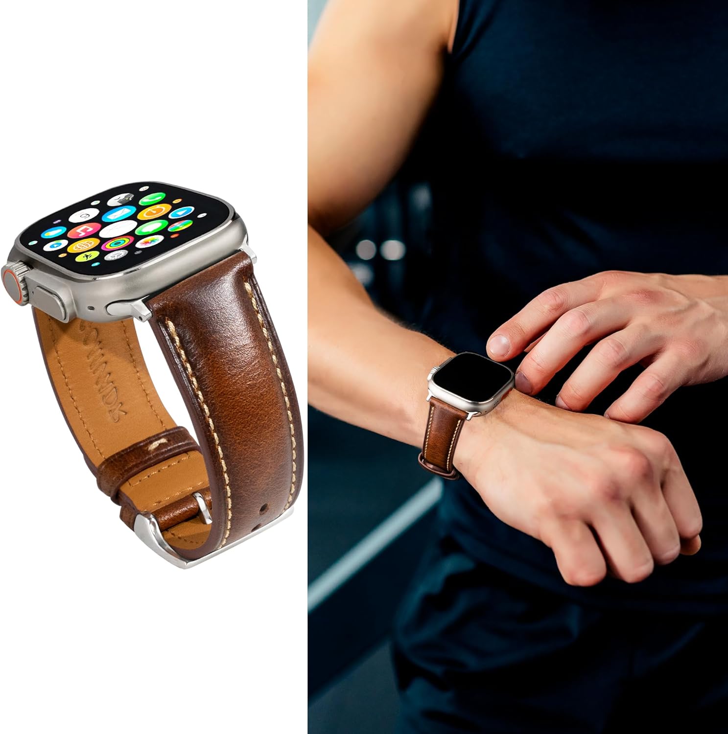 Vintage Leather Bands Compatible with Apple Watch Band 38mm 40mm 41mm 44mm 45mm 46mm 49mm,Wax Oil-tanned Leather Strap for Men Women iWatch Ultra 3/2/1 SE SE2 SE3 Series 11 10 9 8 7 6 5 4 3 2 1
