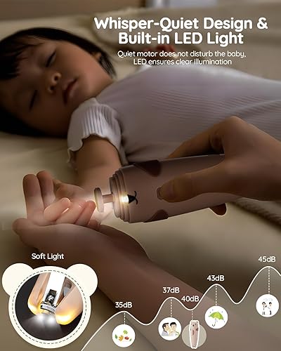 Miniatura 4 de Lilian&Gema Juego de recortadora de uñas para bebés, juego de recortadora de uñas de seguridad para recién nacidos, marrón