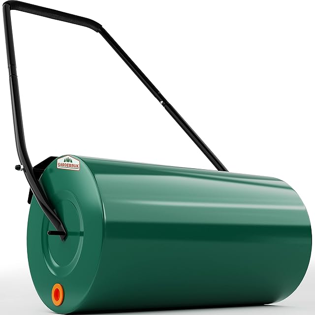 Garden Lawn Roller Large 60cm 50L 60Kg Tool Water Sand Scraper Drum Outdoor Grass Levelling Seed Uneven Ground 33cm
