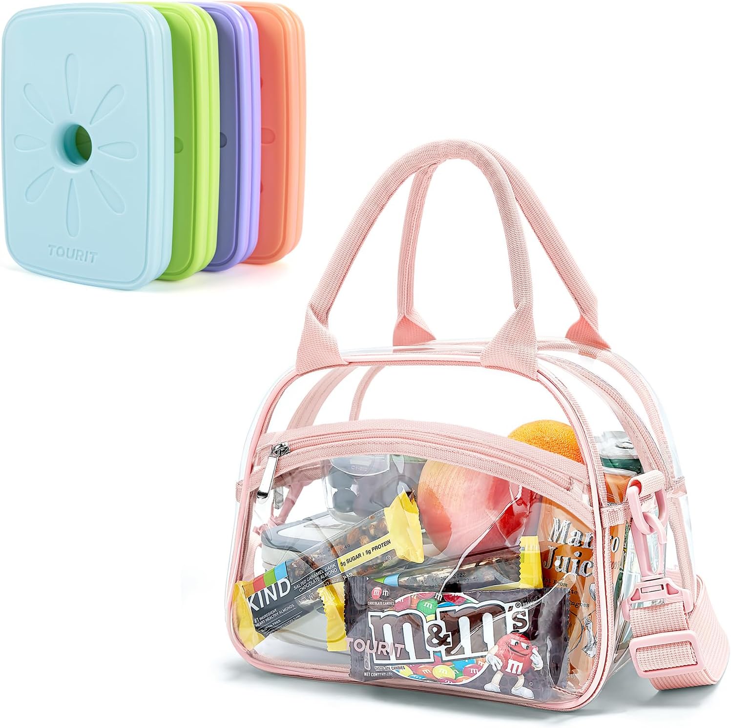 TOURIT Clear Lunch Bag Bundle with 4 Ice Packs Bargain Perfect Combination