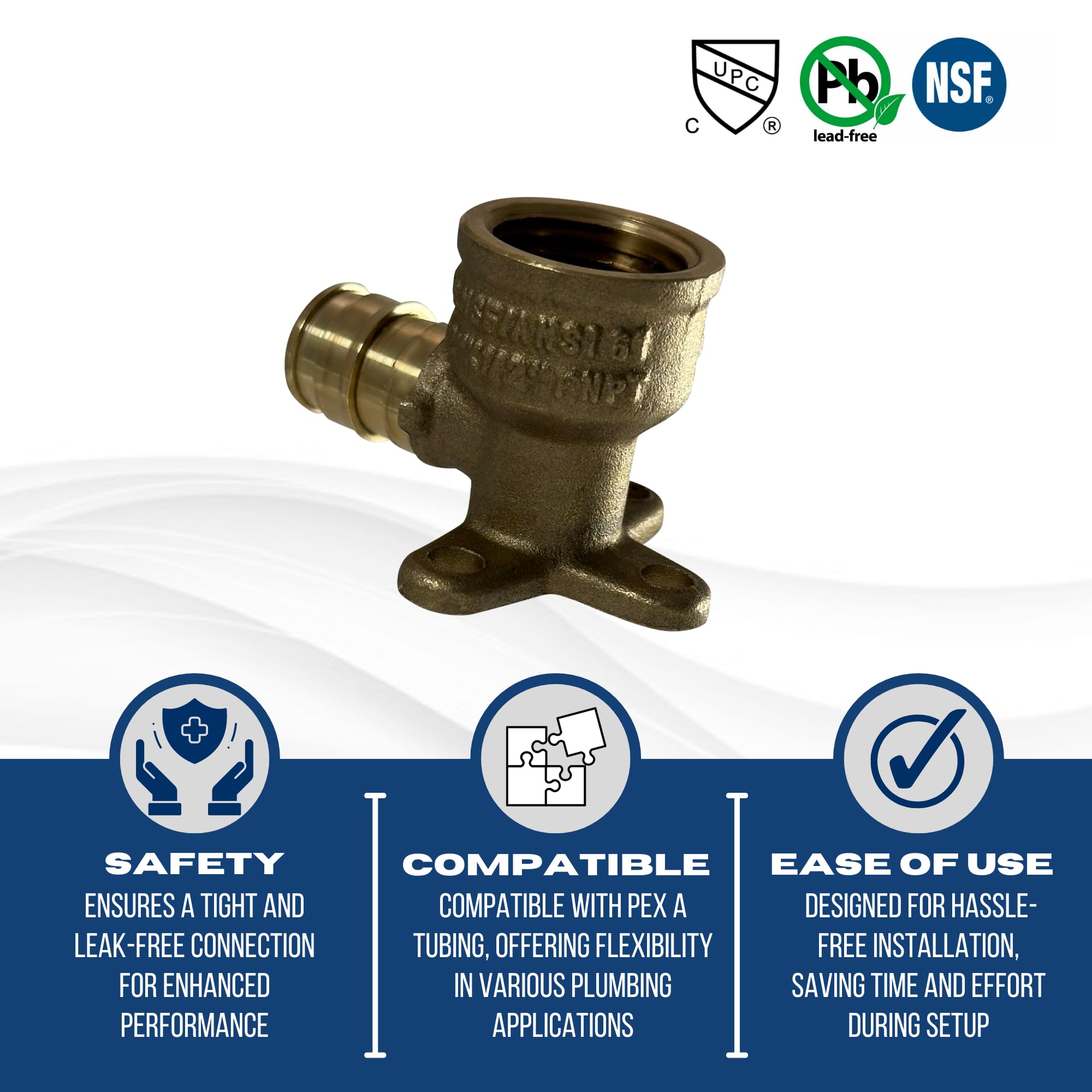 Produktbild von 10er-Set 1 Zoll Pex A Auf 1 Zoll Innengewinde NPT Ohrring-Winkelstück – F1960 Kompatibel, Perfekt Für Dein Rohrprojekt!