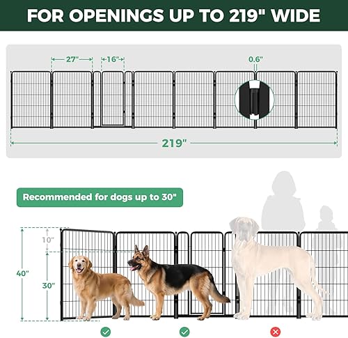 Miniatura 6 de FXW Dog Gate Extra Wide Designed for Indoor Use, Adjustable Width Up to 219-inch Wide (40" H 8 Wire Panels for Medium and Large Dogs), Black