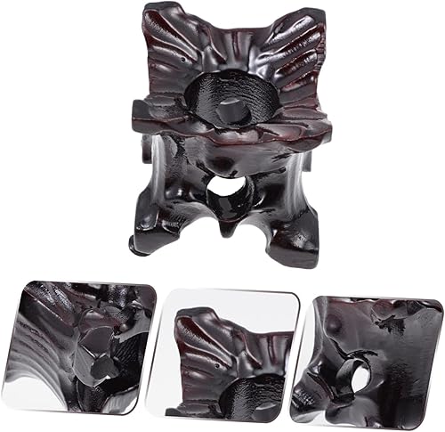 Miniatura 4 de Operitacx Base de bola de cristal de madera de cordero, decoración Woodsy, soporte de cristal para escritorio, soporte de esfera de Feng Shui,