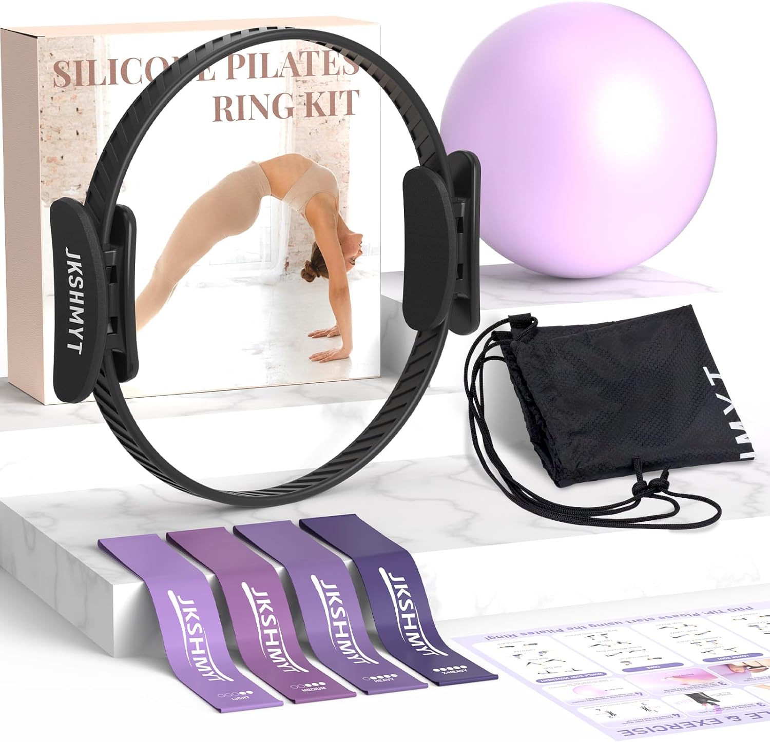 Pilates Ring Kit for Women, Pilates Equipment – 14.5" Home Magic Circle Workout with Pilates Ball, Resistance Bands, Better me Pilates Essentials Starter Set for Beginners Toning Shape Full Body - Amazon product rated Grade B