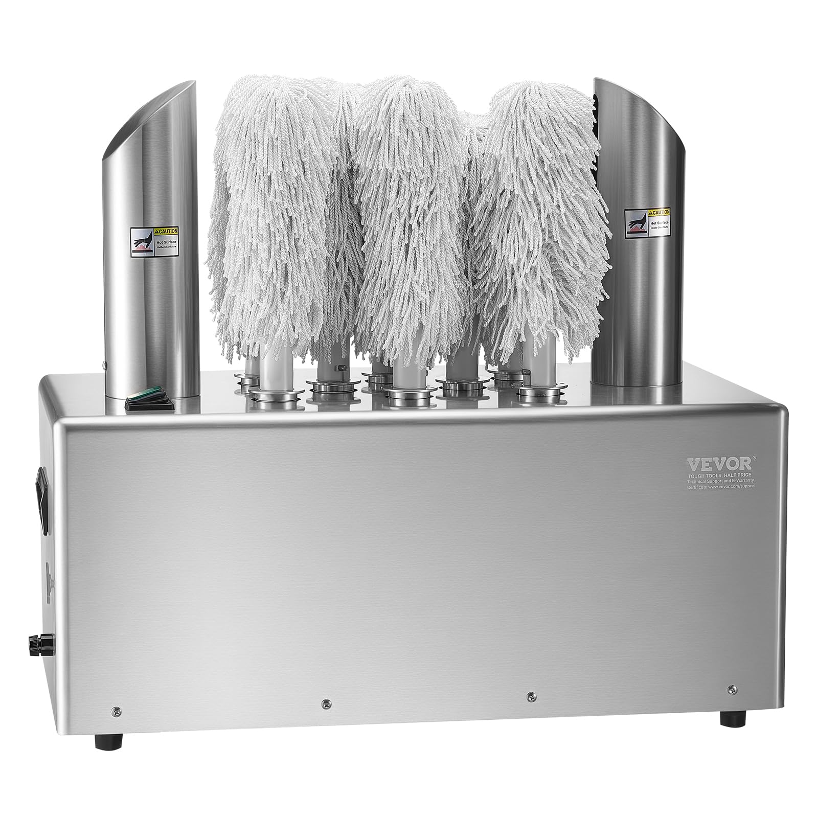 VEVOR Pulidora de Copas de Vino con 8 Cepillos Pulidora de Copas Eléctrica Comercial de 660 tazas/hora para Copas de Champán, Vasos de Cerveza, Jarras, para Bares, Restaurantes, Cocinas, Plata