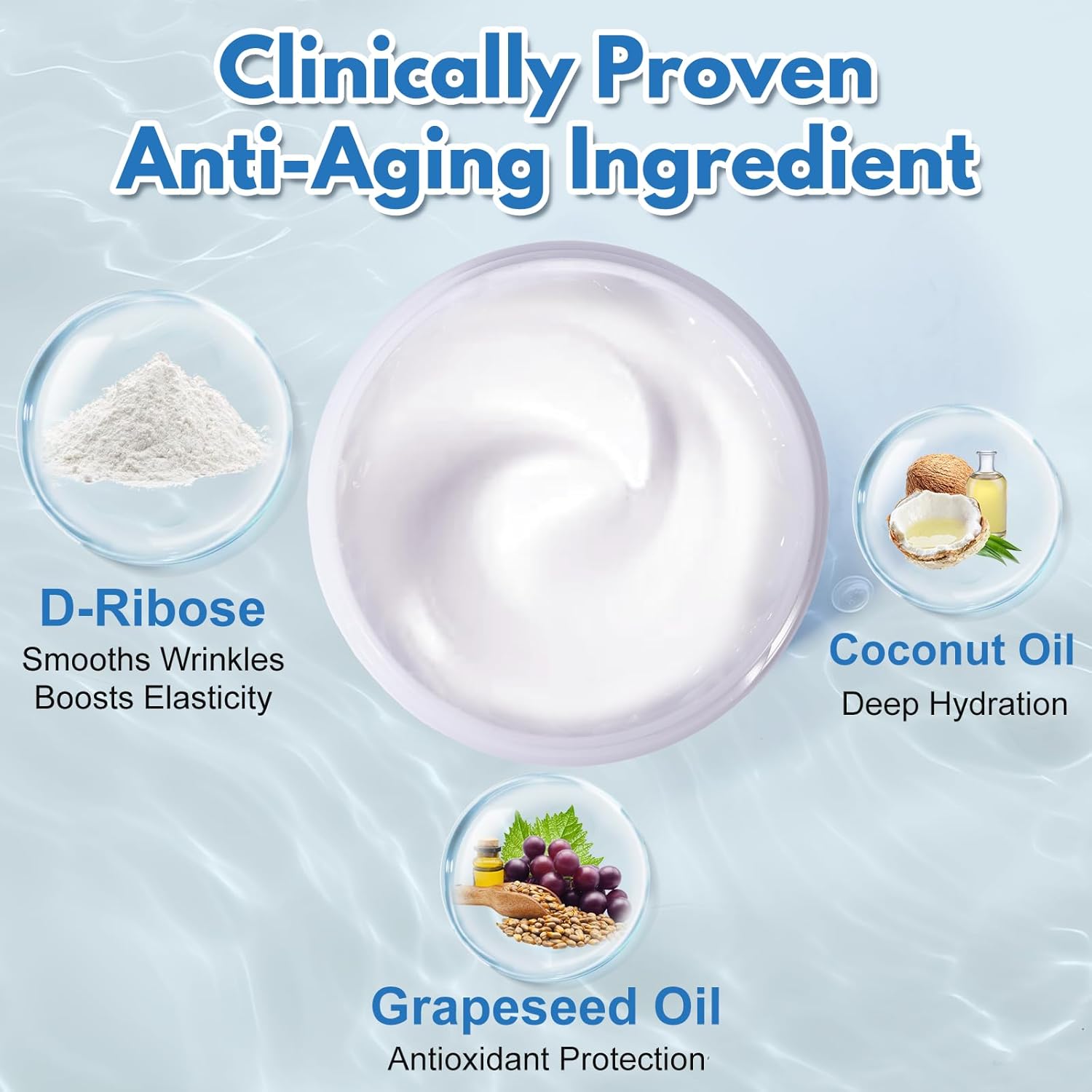 Ribose Cream, Ribose Sugar for Skin, Reduces Wrinkles, Moisturizer, Tightens & Firms the Skin, with D-Ribose Fractionated Coconut Oil and Grapeseed Oil, for All Skin Types, 2.5 oz - Image 3